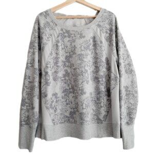 OLD NAVY Active Sweatshirt Mesh Panel Floral Pattern Grey Sz XXL